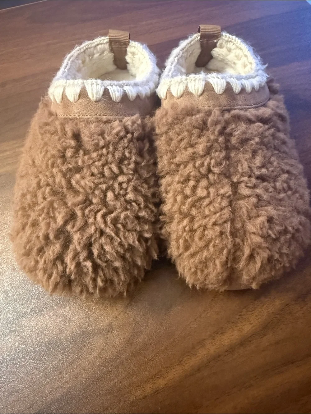 Cozy Brown Fuzzy Kids Slip ons
